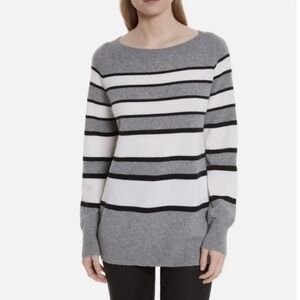 Equipment Femme Cashmere Striped‎ Tunic Grey Medium